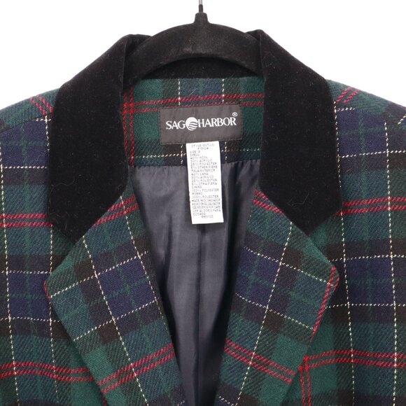 Sag Harbor Wool Blazer Women 8 Multi Preppy Classic Academia Dark Academia Retro - Picture 4 of 15